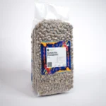 Sumatra Peaberry coffee beans, showcasing their unique round shape and rich, dark color, ready for brewing.