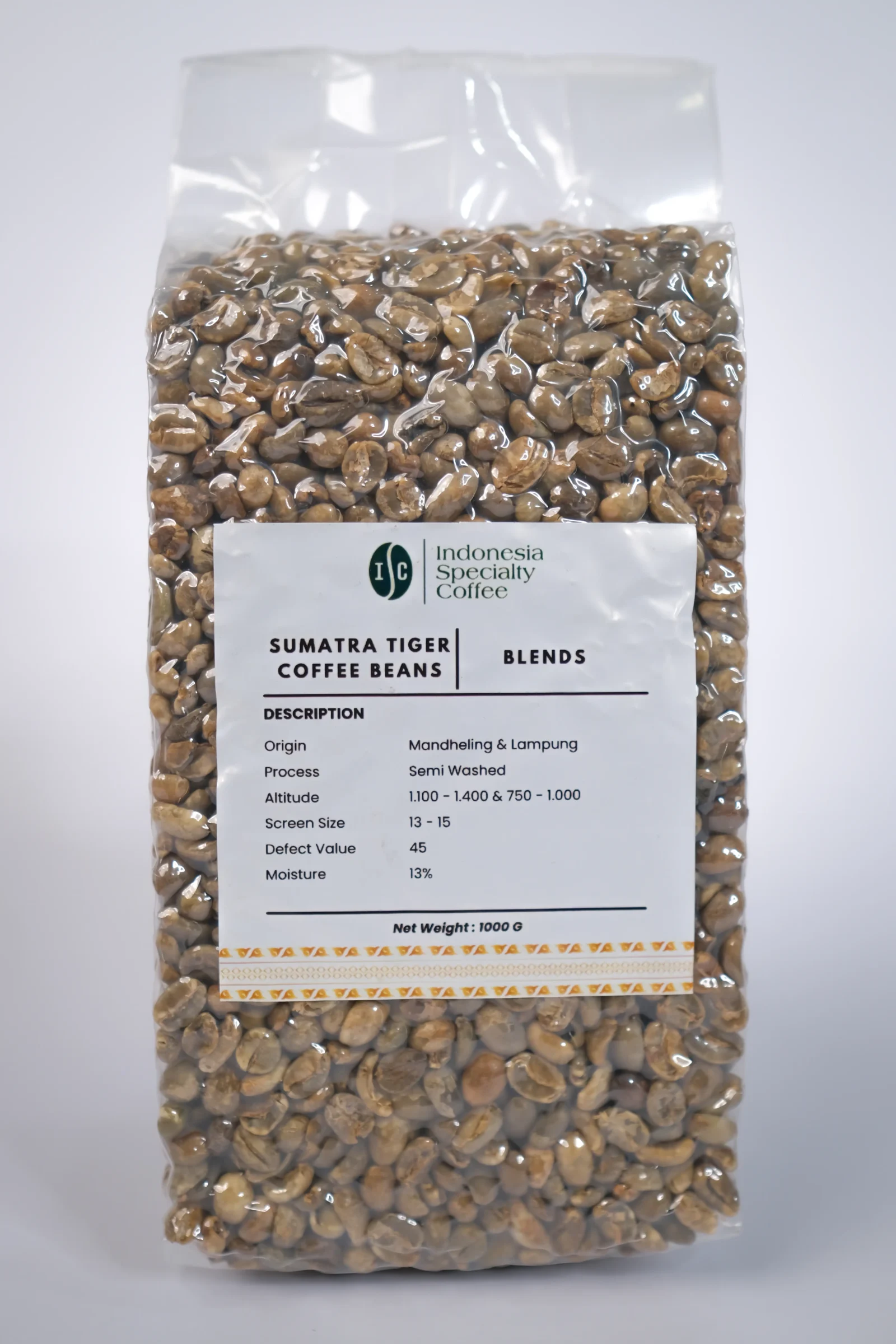 Sumatra Tiger Grade 3 Special Green Coffee Beans
