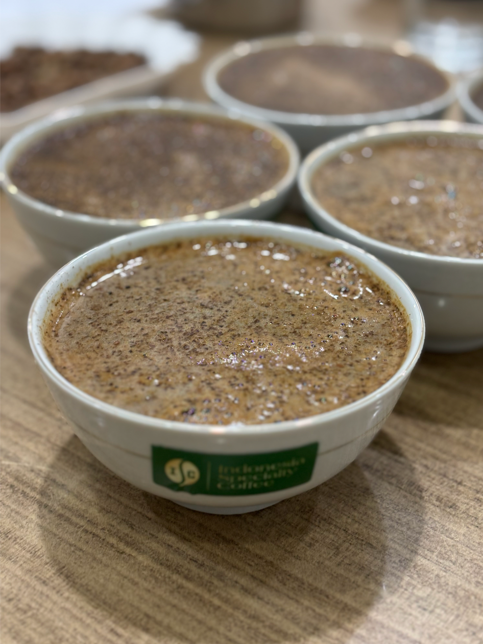 Coffee after pouring hot water