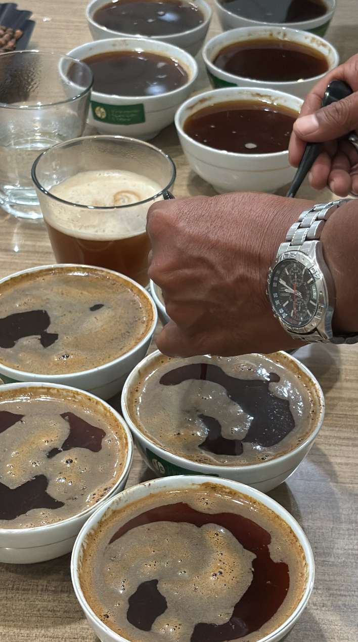 Coffee Breaking Before Tasting
