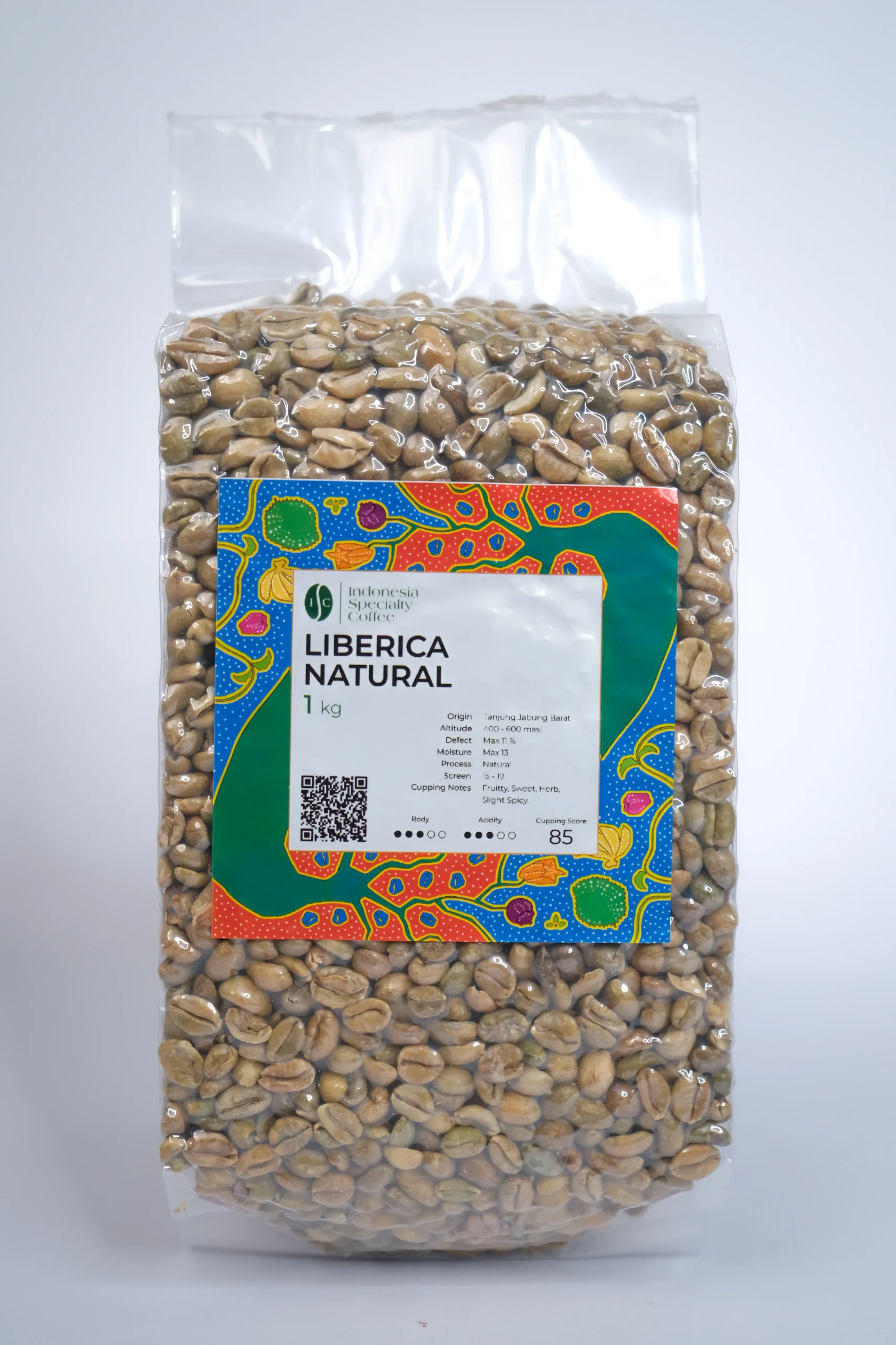 A close-up of Liberica coffee beans, showcasing their unique shape and texture, with a rich brown color and glossy surface.
